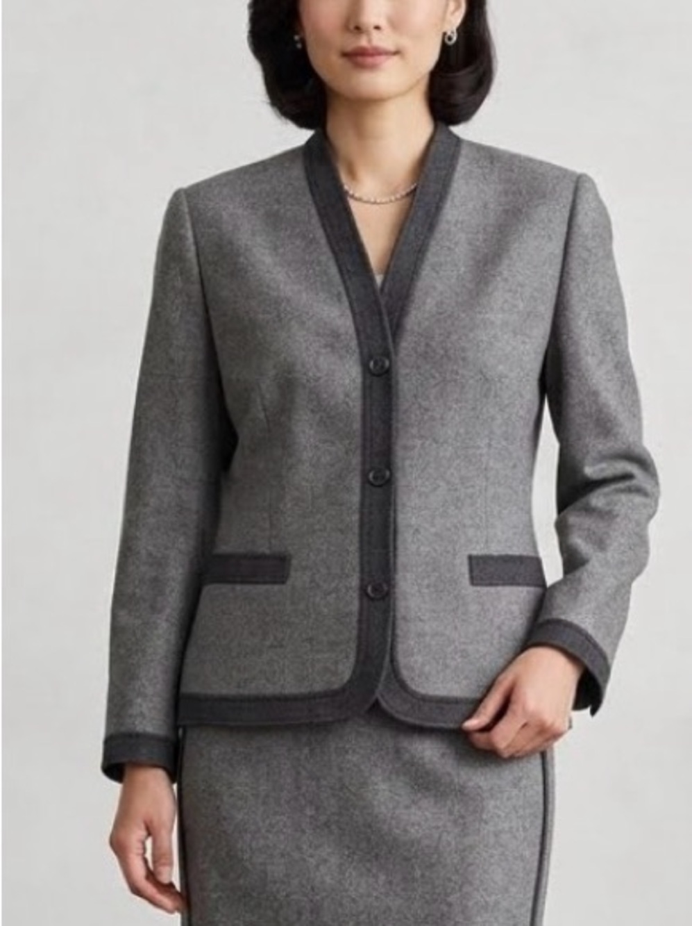 GIVENCHY Nouvelle Boutique Gray Wool Blazer with Dark Trim BLAZER ONLY
